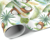 水彩熱帯ココナッツパターン ラッピングペーパー (ロールコーナー)
