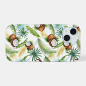 水彩熱帯ココナッツパターン iPhone 15ケース (裏面横)