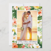 水彩熱帯サンゴフローララブアンドゥ感謝していー サンキューカード (正面)