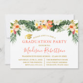 水彩熱帯サンゴフローラ金ゴールドグラードパーティー 招待状 (正面)