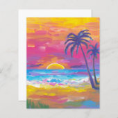 水彩熱帯サンセットスクラップブックの背景 (正面/裏面)