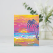 水彩熱帯サンセットスクラップブックの背景 (スタンド正面)