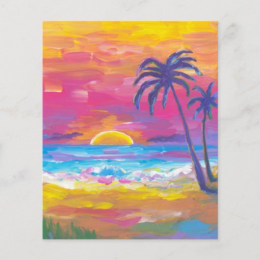 水彩熱帯サンセットスクラップブックの背景 (正面)