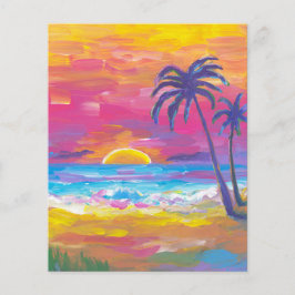 水彩熱帯サンセットスクラップブックの背景