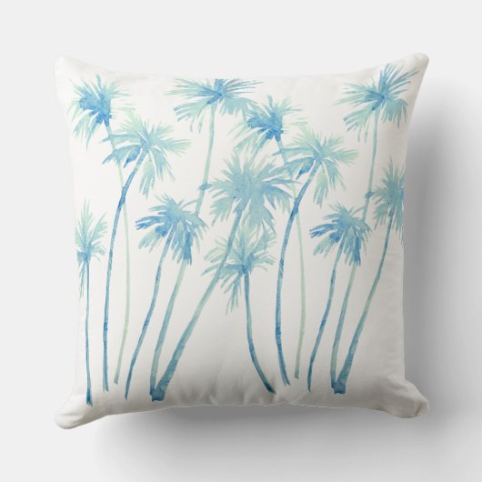 水彩熱帯ターコイズヤシの木 クッション (裏面)
