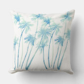 水彩熱帯ターコイズヤシの木 クッション (正面)