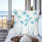 水彩熱帯ターコイズヤシの木 クッション