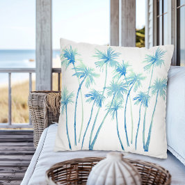 水彩熱帯ターコイズヤシの木 クッション