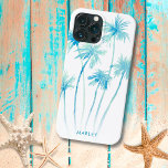 水彩熱帯ターコイズヤシの木 iPhone 13 PRO MAXケース<br><div class="desc">ターコイズブルーとグリーンの色合いの水色のヤシの木を特徴とするトロピカルケースで、お使いの携帯電話に熱帯のtouchを追加。</div>