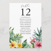 水彩熱帯テーブル番号座席表 招待状 (正面)