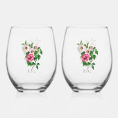 水彩熱帯ハイビスカスサマー結婚式の引き出物 ステムなしワイングラス (裏面)