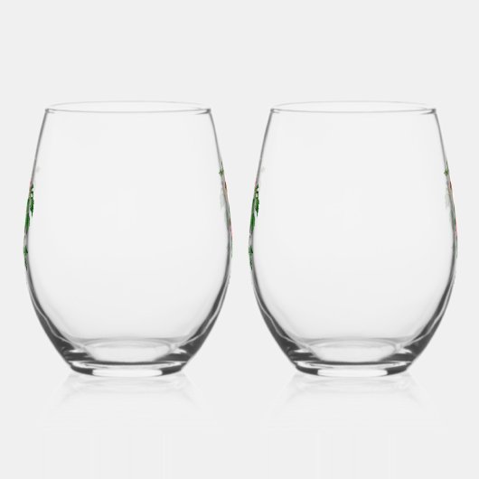 水彩熱帯ハイビスカスサマー結婚式の引き出物 ステムなしワイングラス (左)