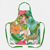 水彩熱帯ハイビスカスフローラルパターン エプロン (正面)