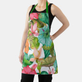 水彩熱帯ハイビスカスフローラルパターン エプロン (インサイチュ)