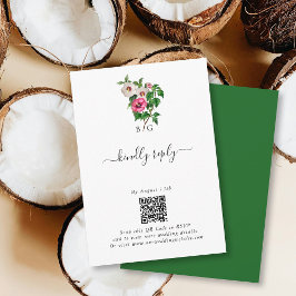 水彩熱帯ハイビスカス結婚夏期 エンクロージャーカード