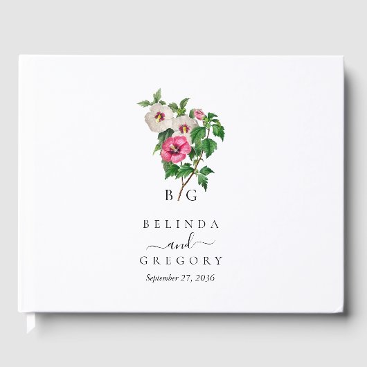 水彩熱帯ハイビスカス結婚夏期 ゲストブック (正面)