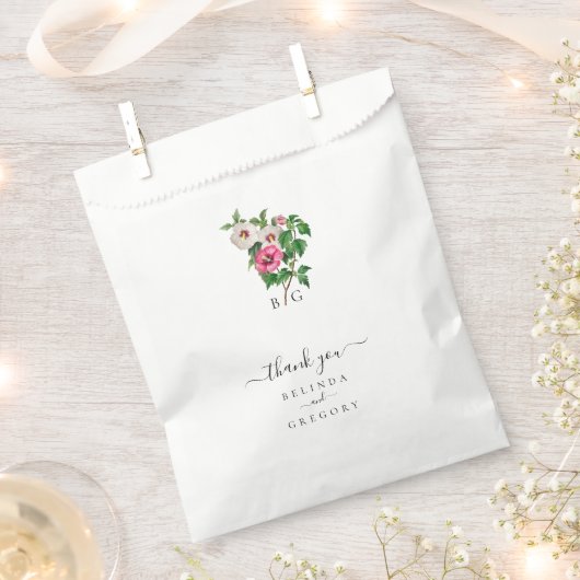 水彩熱帯ハイビスカス結婚夏期 フェイバーバッグ (クリップ留めされた状態)