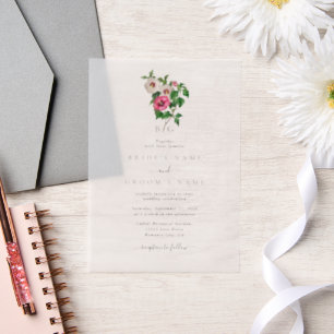 水彩熱帯ハイビスカス結婚夏期 ベラム紙招待状