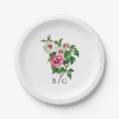 水彩熱帯ハイビスカス結婚夏期 ペーパープレート (正面)