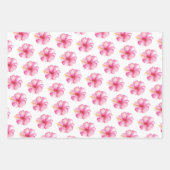 水彩熱帯ハイビスカス&パームリーフ ラッピングペーパーシート (正面2)