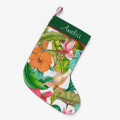 水彩熱帯ハワイアンハイビスカスフローラ スモールクリスマスストッキング (正面 (吊り時))