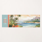 水彩熱帯ハワイアンビーチ ヨガマット (正面(横))