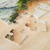水彩熱帯ハワイ。海ビーチ自然 ジグソーパズル (側面)