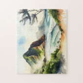 水彩熱帯ハワイ。海ビーチ自然 ジグソーパズル (縦)