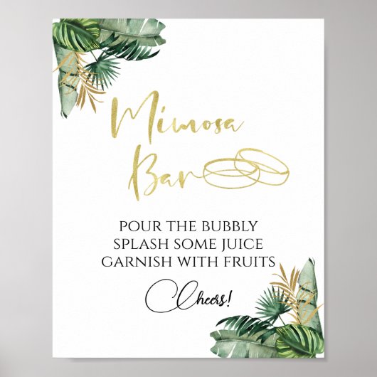 水彩熱帯バチェロレッテミモサバー標識 ポスター (正面)