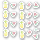 水彩熱帯パイナップルとスイカ シール (正面)