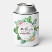 水彩熱帯パイナップルオーキッド結婚式の引き出物 缶クーラー (缶裏面)