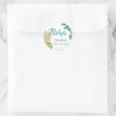 水彩熱帯パイナップルビーチベビーシャワー ラウンドシール (バッグ)