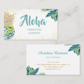 水彩熱帯パイナップルビーチ名刺 名刺 (正面/裏面)