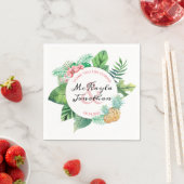 水彩熱帯パイナップル結婚ランの葉 スタンダードカクテルナプキン (インサイチュ)