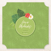水彩熱帯パター感謝していングリーンID577 ペーパーコースター (正面)