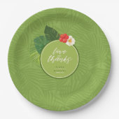 水彩熱帯パター感謝していングリーンID577 ペーパープレート (正面)
