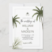 水彩熱帯パームツリーズボホ結婚の 招待状 (正面)