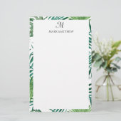 水彩熱帯パーム葉モノグラム  便箋 (スタンド正面)