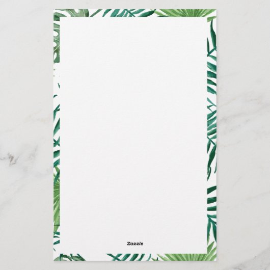 水彩熱帯パーム葉モノグラム  便箋 (裏面)