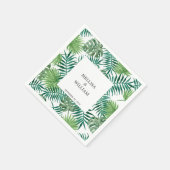 水彩熱帯パーム葉結婚の スタンダードカクテルナプキン (角)