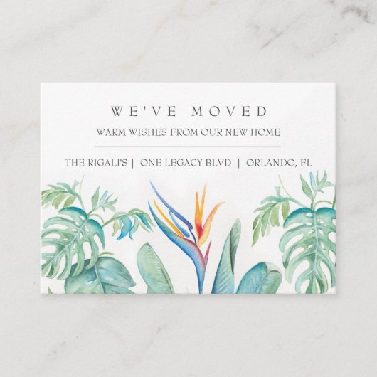 水彩熱帯ビーチの移動発表 エンクロージャーカード (正面)