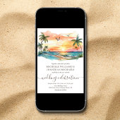水彩熱帯ビーチオールインワン結婚ズ 招待状