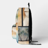 水彩熱帯ビーチシーンパームズサンド海 プリントバックパック (右)