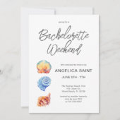 水彩熱帯ビーチバチェロレッテ 招待状 (正面)