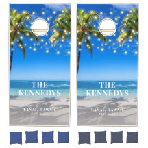 水彩熱帯ビーチファミリーネームパームツリーズ