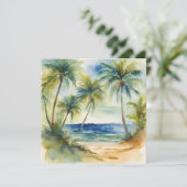 水彩熱帯ビーチヤシの木 カード (スタンド正面)