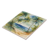 水彩熱帯ビーチヤシの木 タイル (側面)