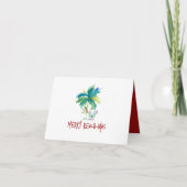 水彩熱帯ビーチ折り畳みクリスマスカード シーズンカード (正面)