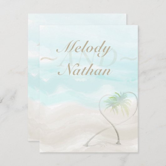 水彩熱帯ビーチ披露宴挿入カード エンクロージャーカード (正面/裏面)