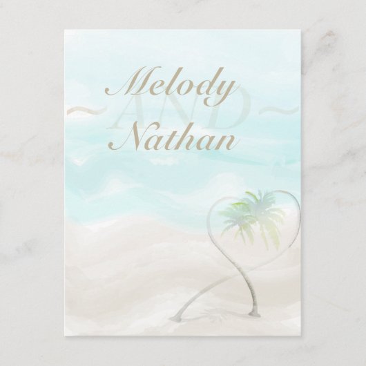 水彩熱帯ビーチ披露宴挿入カード エンクロージャーカード (正面)